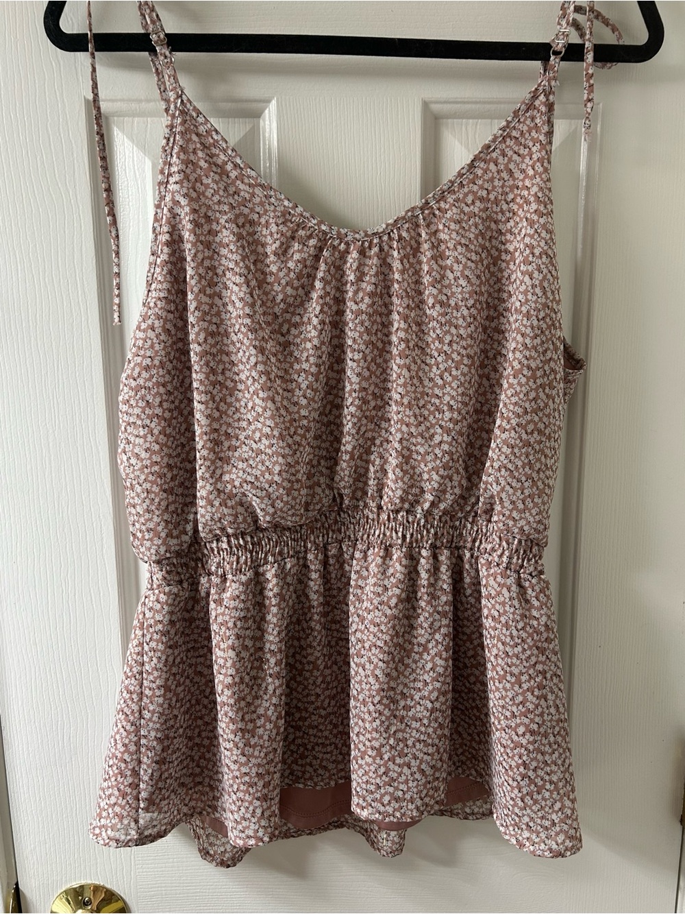 Sienna Sky Floral Tie-Shoulder Peplum Camisole - Dusty Pink & White